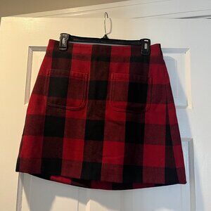 J. Crew Red & Black Plaid Skirt